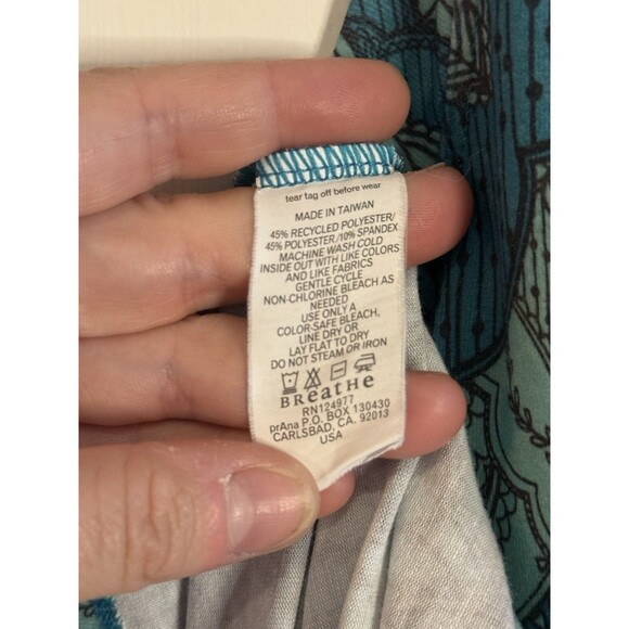 Prana Women’s S Quinn Dress Teal Geometric Pattern Shelf Bra Knee Length Dress - Picture 9 of 9